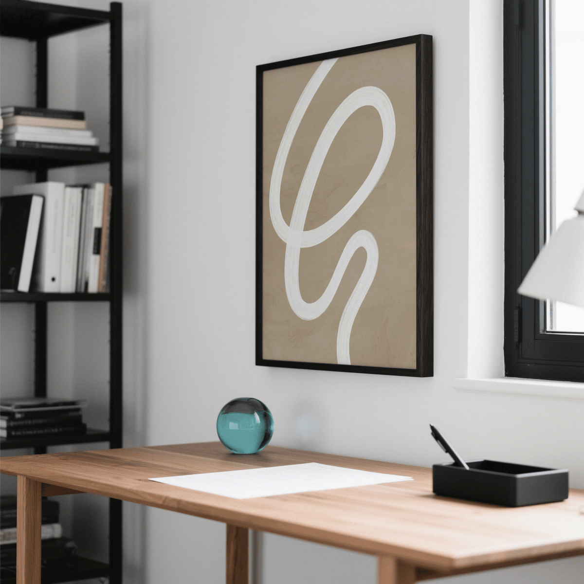 modern wall art in Beige and White abstract painting minimalist style for hallway