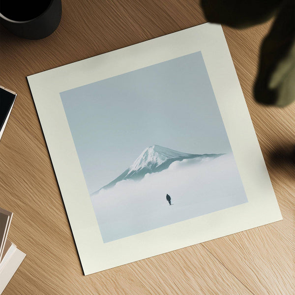 Conceptual Japanese landscape artwork in soft neutral tones.