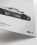 Pagani Huayra Art Print in gray, black, and white for stylish home