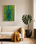 Colorful Water Lily Poster with green foliage, perfect for bedroom decor