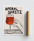 Aperol Spritz Print in orange, black, white for cocktail lounge wall art