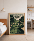 Bethpage Black Golf Print wall art featuring bold title text and tree silhouettes