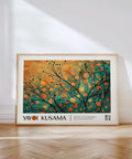 Abstract golden dots and branches art print inspired by Yayoi Kusama