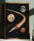 Space Themed Wall Art Red and Beige space poster for game room