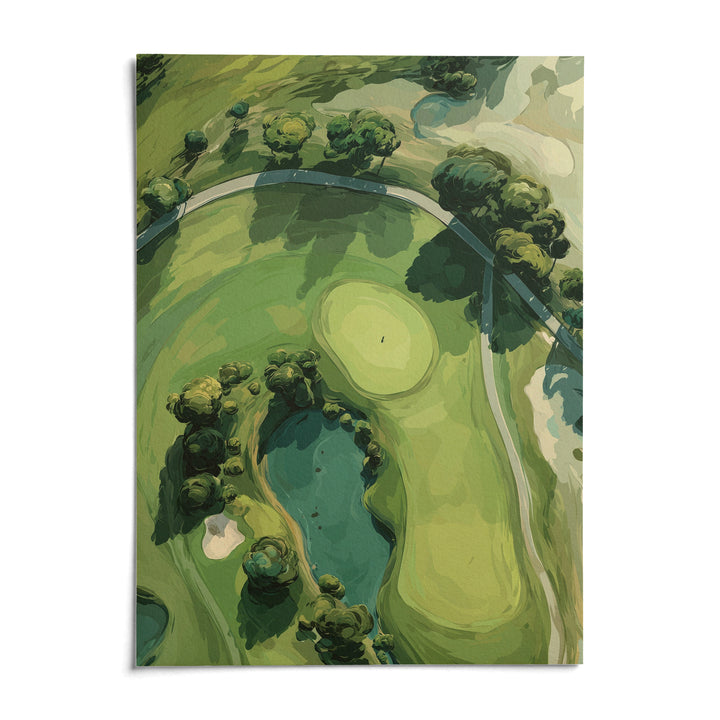 Aerial Golf Landscape Poster, shown as an unframed paper print on a plain white background