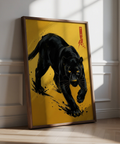 Panther Art Print featuring panther for home office in yellow and black