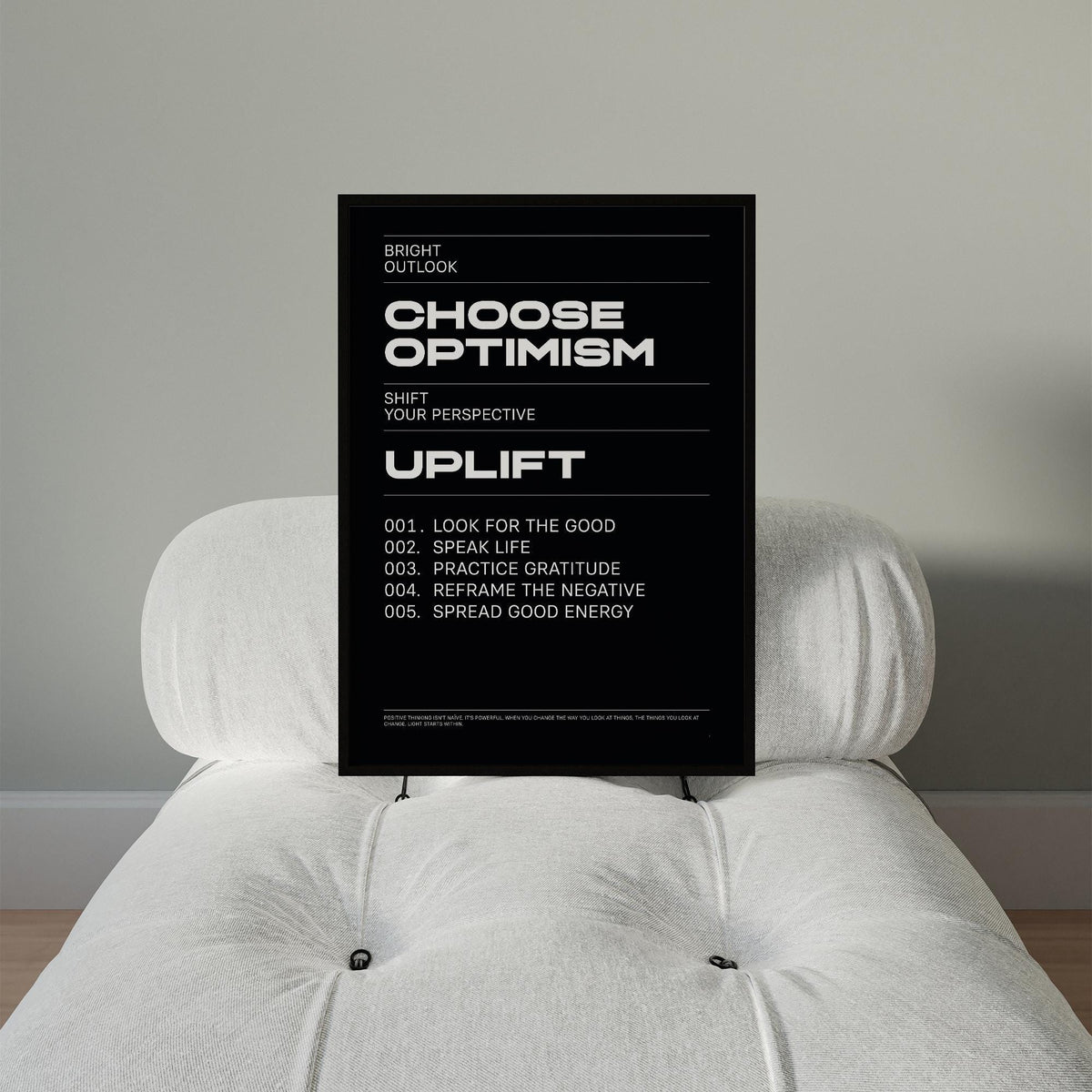 Motivational Affirmation Print with daily reminders to shift perspective.