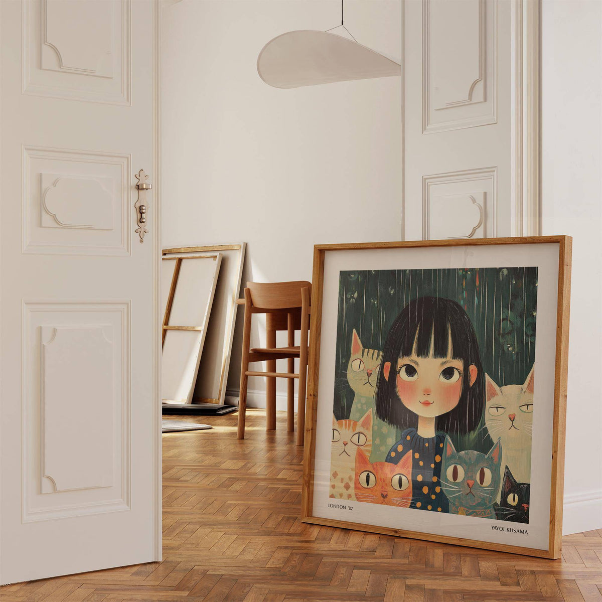 Character-driven Japanese paintings with cozy and whimsical theme