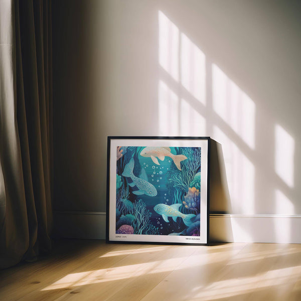 Marine-inspired wall art fish with contemporary abstract styling
