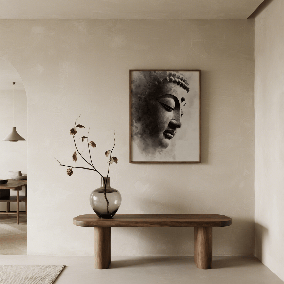 Modern Black and White Buddha Print art print in black and white for office