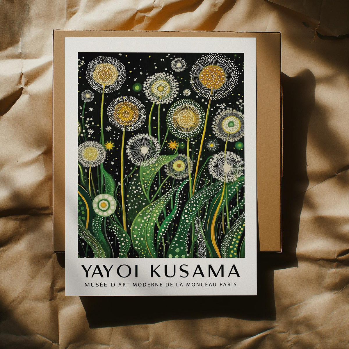 Nature-inspired botanical wall art in green, white, and gold tones.