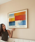 Contemporary abstract wall poster in vibrant tones for above bed