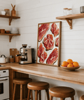 Parma Ham Poster featuring red and white slices for dining room