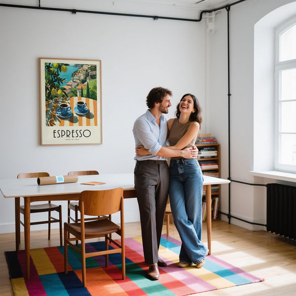 Vibrant Italian Kitchen Painting with sea, cliffs, and coastal homes