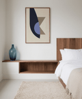 Abstract Modern Wall Art Print with Blue, Beige, and Brown for bedroom