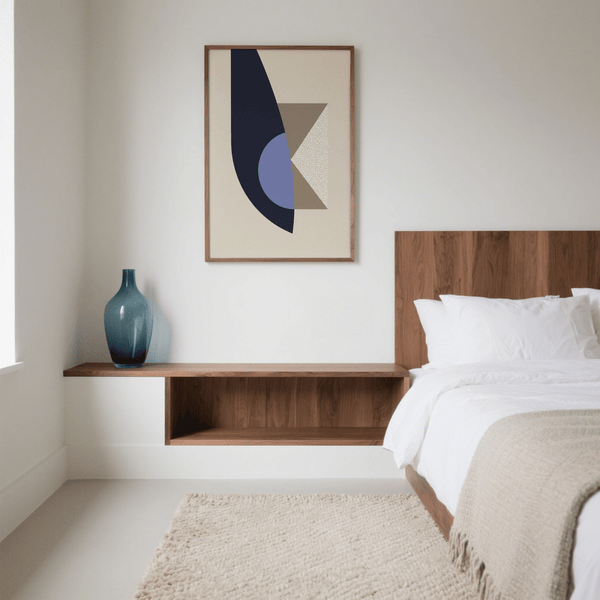 Abstract Modern Wall Art Print with Blue, Beige, and Brown for bedroom