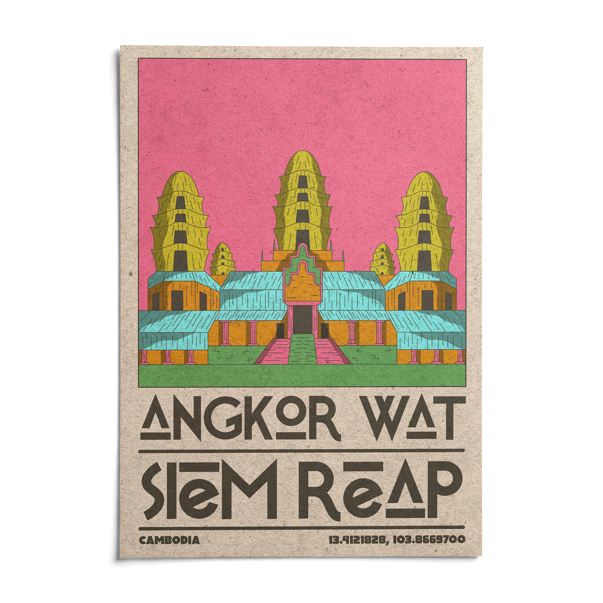 Angkor Wat Art, shown as an unframed paper print on a plain white background