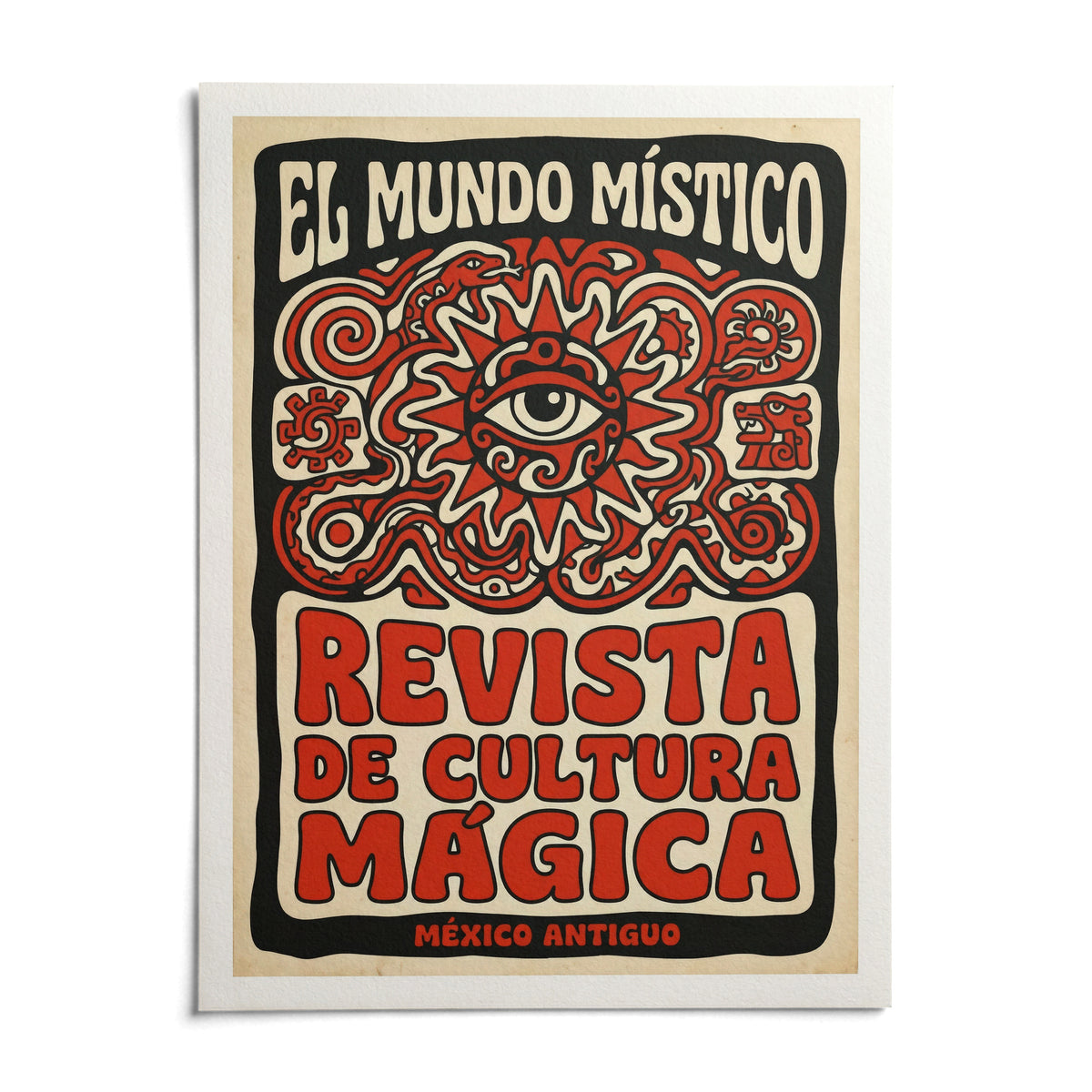 Antique Mexican Art Print, shown as an unframed paper print on a plain white background