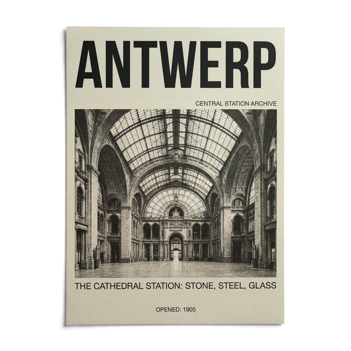 Antwerp Central Station Art Print, shown as an unframed paper print on a plain white background