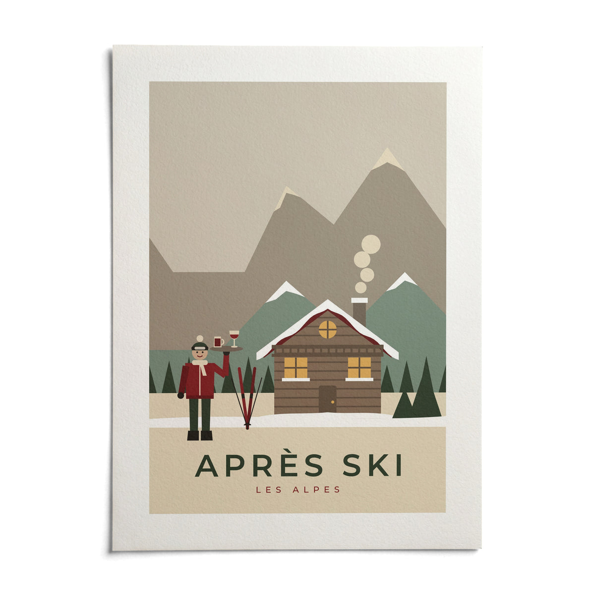 Apres Ski Poster, shown as an unframed paper print on a plain white background