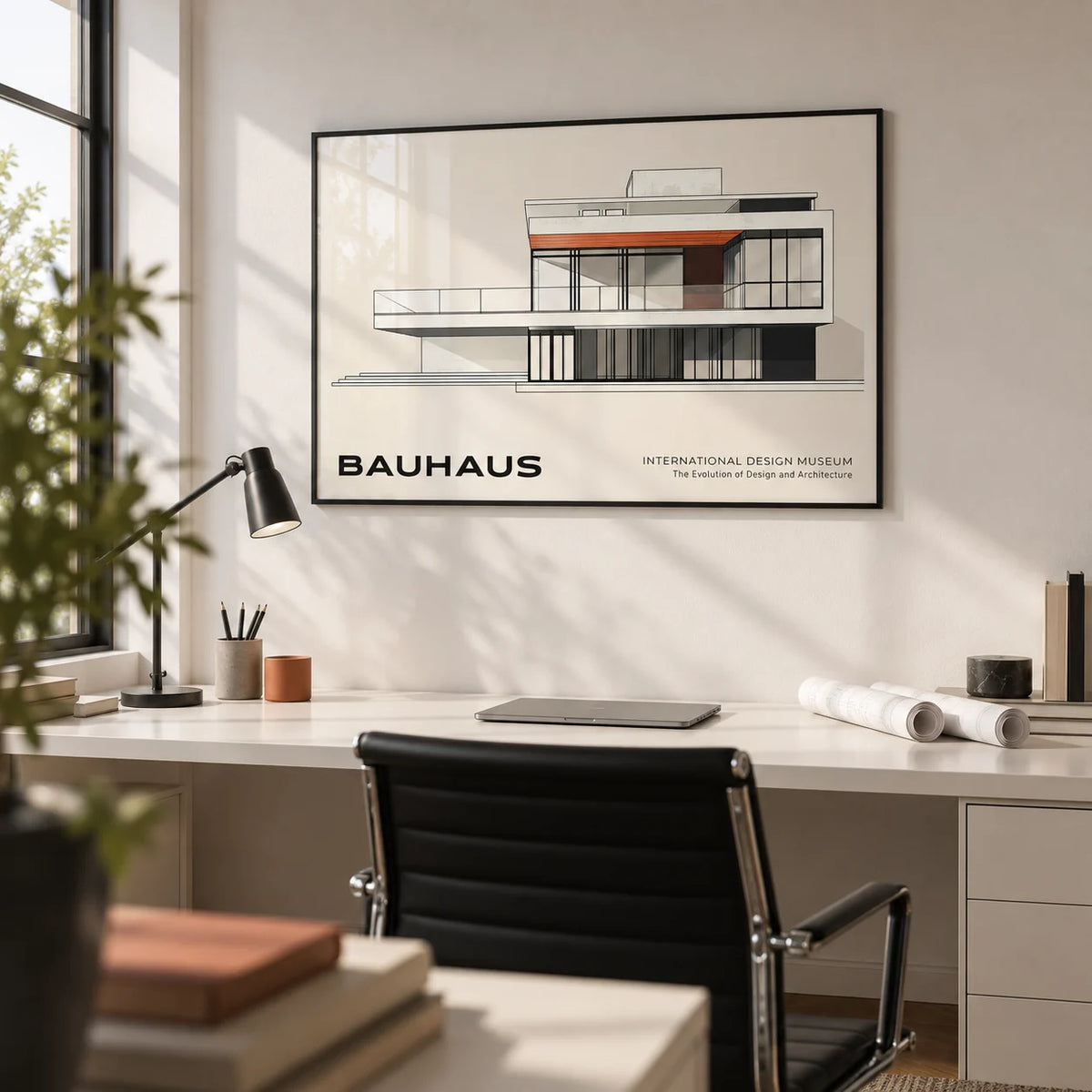 Architecture Art Print, framed on the wall of a architect's home office