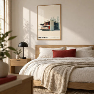 Architecture Poster, framed on the wall of a calm modern bedroom