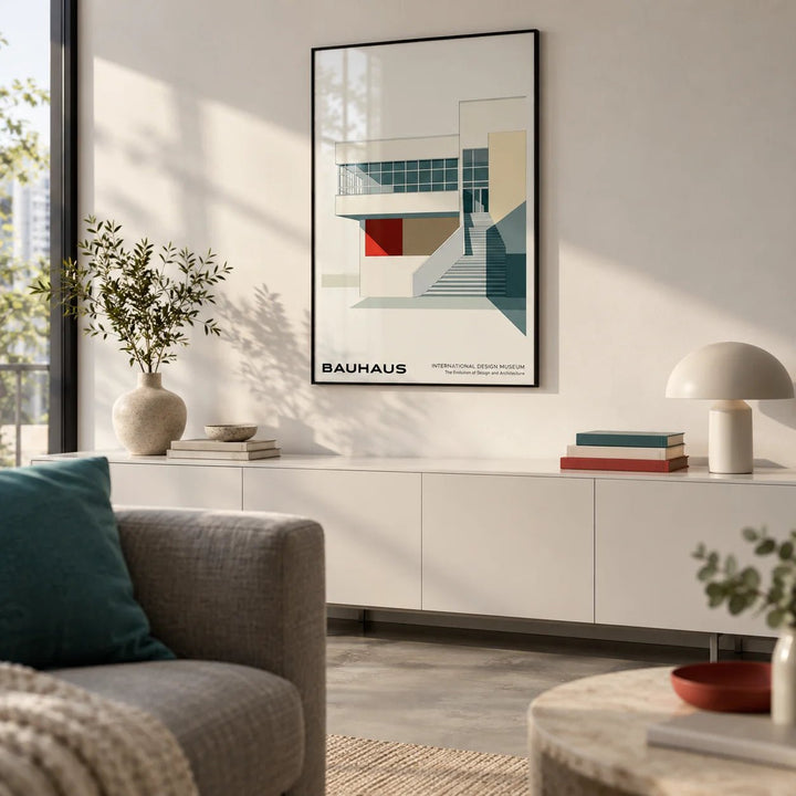Architecture Posters, framed on the wall of a modern city-flat living room