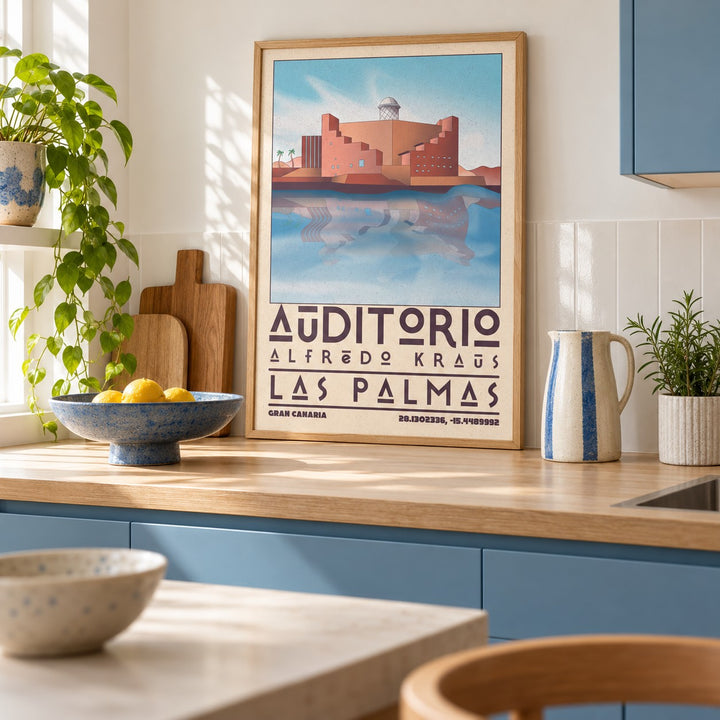 Art Las Palmas shown in a minimalist kitchen (frame not included)