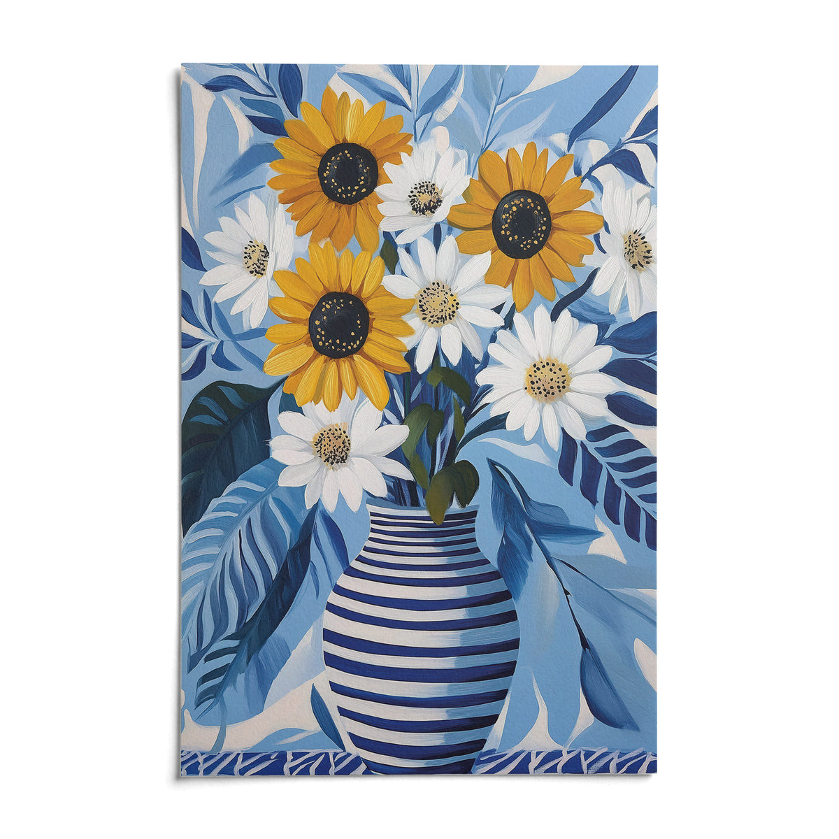 Art of Sunflowers, shown as an unframed paper print on a plain white background