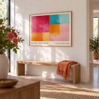 Art Prints Horizontal, framed on the wall of a bright hallway with a white wall