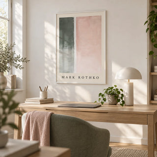 Art Wall Painting, framed on the wall of a calm home office with a white wall