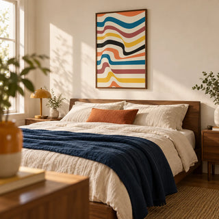 Art Work for Wall, framed on the wall of a warm bedroom with a cream wall