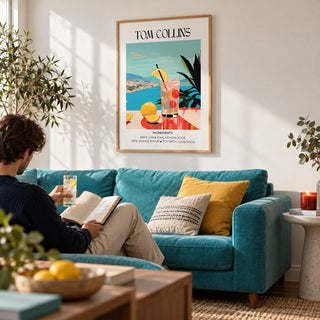Artwork Bar, framed on the wall of a bright living room with a soft white wall