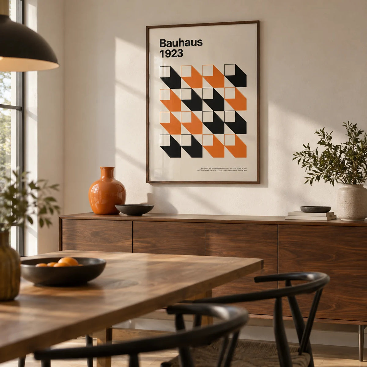 Artwork for Office, framed on the wall of a modern dining room