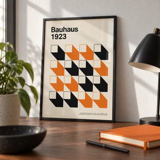 Artwork for Office, a small A4 framed print leaning on a walnut desk