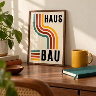 Artwork for the Office, a small A4 framed print leaning on a walnut desk