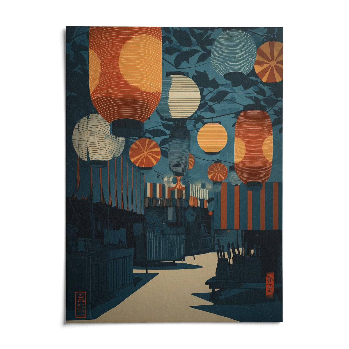 Asian Festival Art Print, shown as an unframed paper print on a plain white background