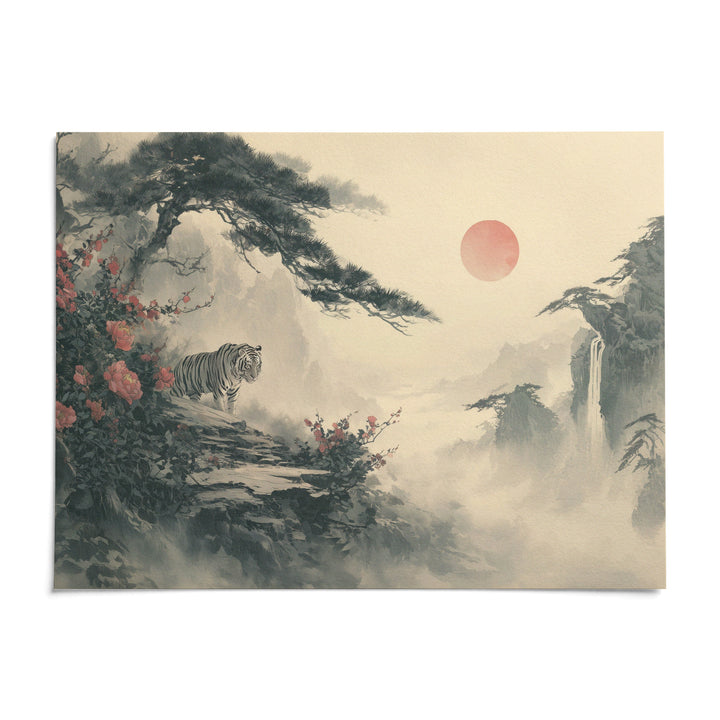 Asian Landscape Print, shown as an unframed paper print on a plain white background