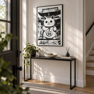 Asian Wall Decor, framed on the wall of a welcoming hallway by the front door