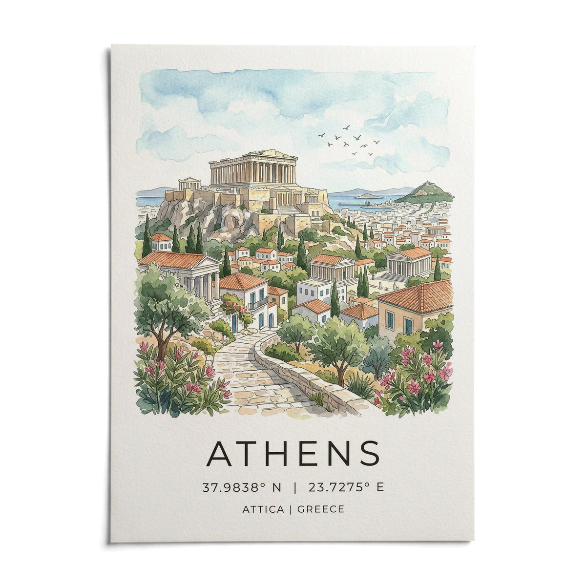 Athens Art Print, shown as an unframed paper print on a plain white background