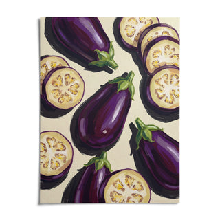 Aubergines Art Print, shown as an unframed paper print on a plain white background