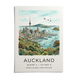 Auckland City Art Print, shown as an unframed paper print on a plain white background
