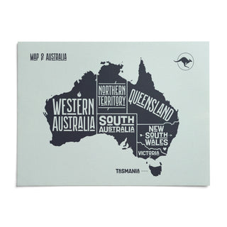 Australia Map Print, shown as an unframed paper print on a plain white background