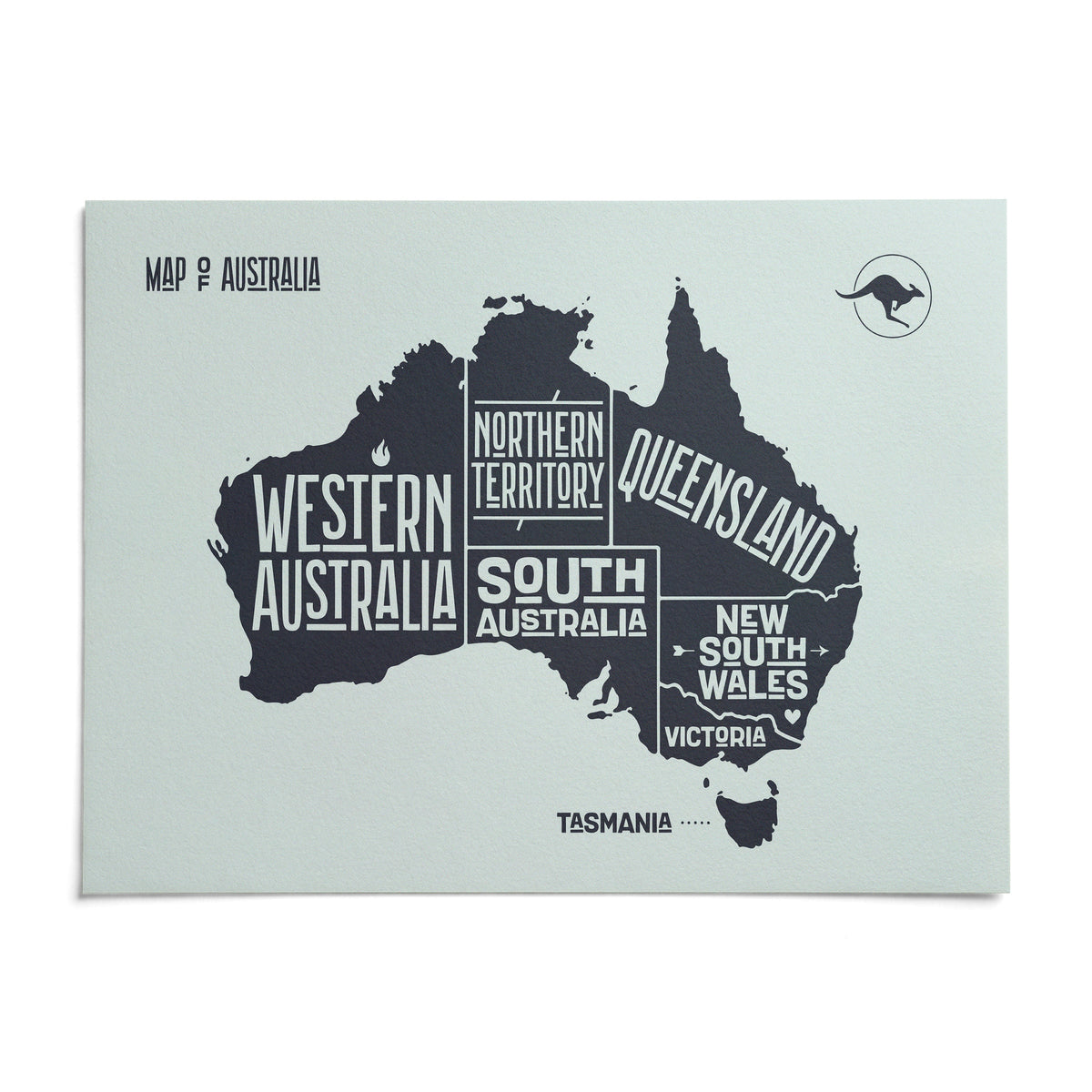 Australia Map Print, shown as an unframed paper print on a plain white background