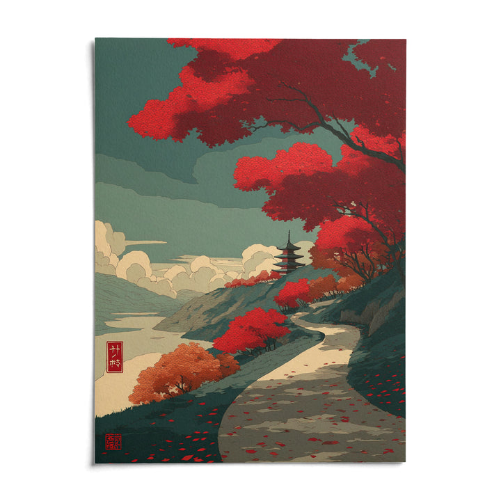 Autumn Forest Wall Art, shown as an unframed paper print on a plain white background