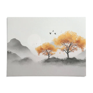 Autumn Tree Wall Art, shown as an unframed paper print on a plain white background