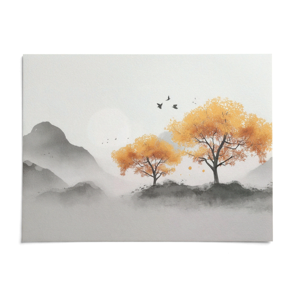 Autumn Tree Wall Art, shown as an unframed paper print on a plain white background