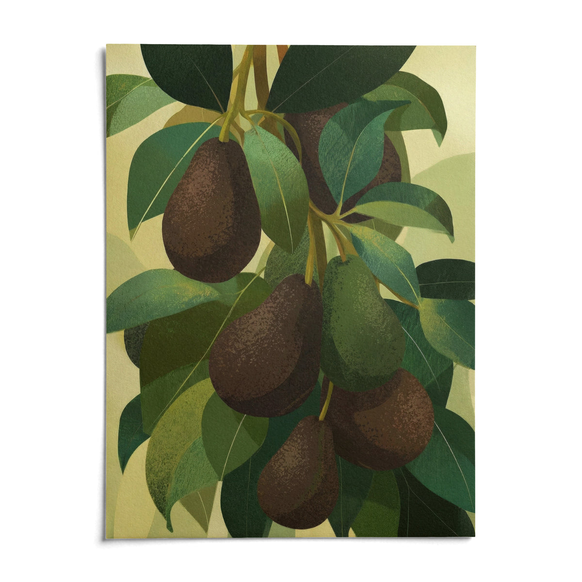 Avocado Wall Art, shown as an unframed paper print on a plain white background