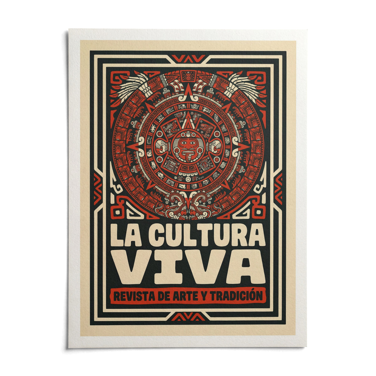 Aztec Culture Art Print, shown as an unframed paper print on a plain white background