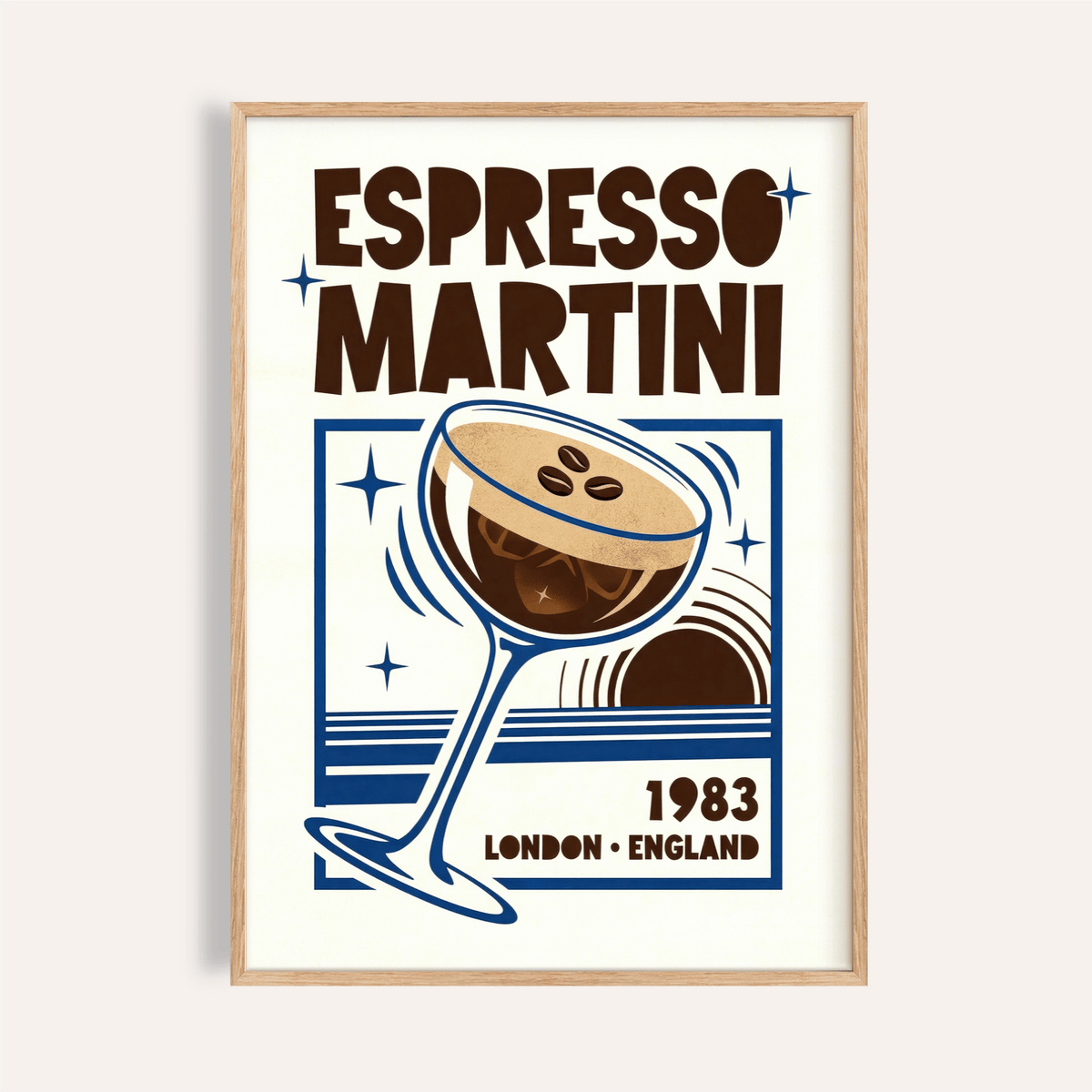 Espresso Martini Print beige brown kitchen wall art print